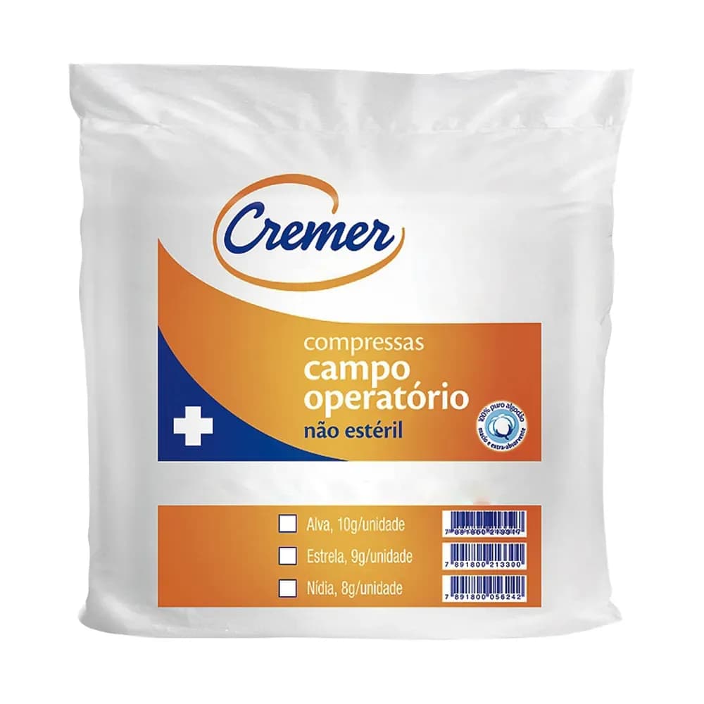 COMPRESSA CAMPO OPERATÓRIO N/EST NÍDIA 45X50CM RX 30G 50UN CREMER