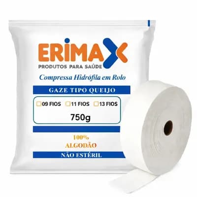 COMPRESSA DE GAZE ROLO 13 FIOS TIPO QUEIJO N/EST 750G ERIMAX