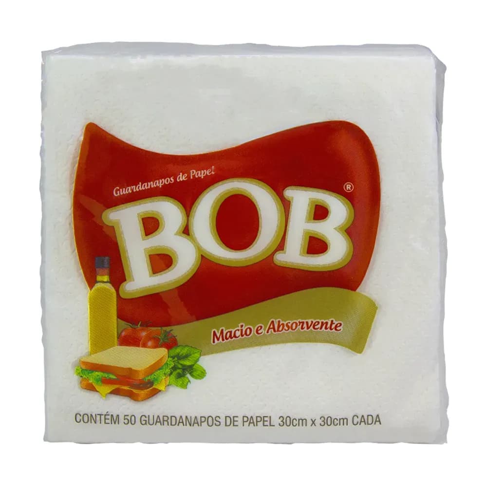 GUARDANAPO MACIO E ABSORVENTE 30CM X 30CM 50 UNIDADES BOB