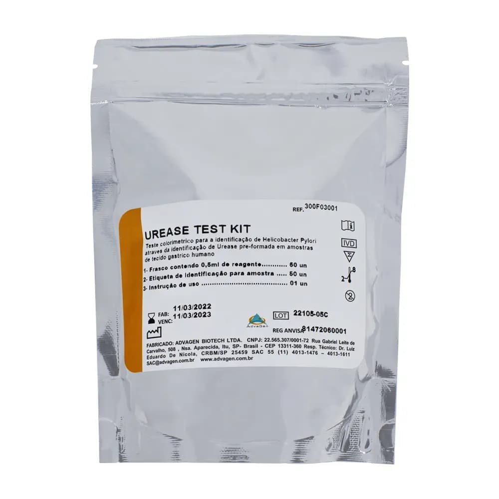 KIT TESTE UREASE COM 50 UNIDADES H-PILORY