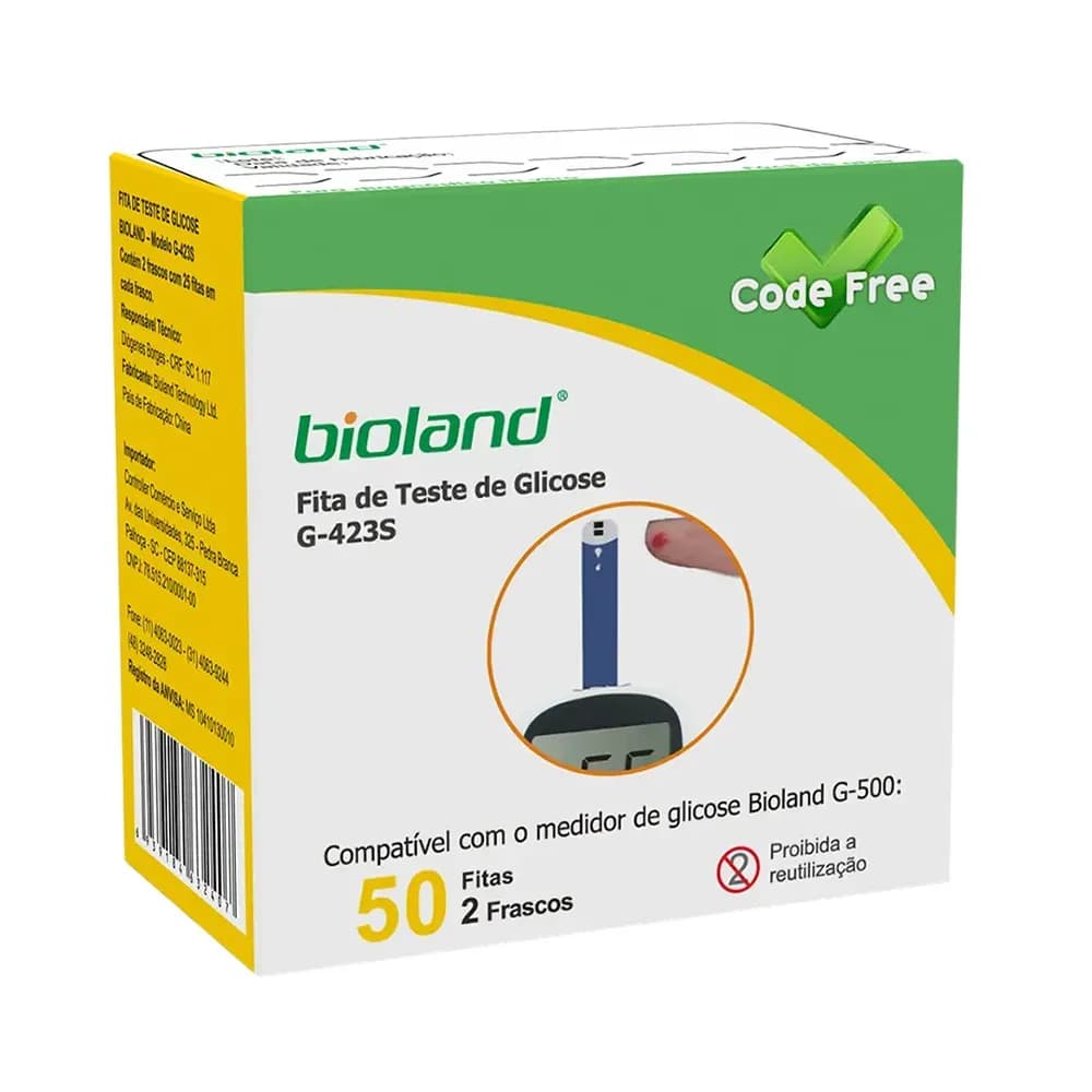 TIRAS DE GLICOSE G-423S COM 50UN BIOLAND