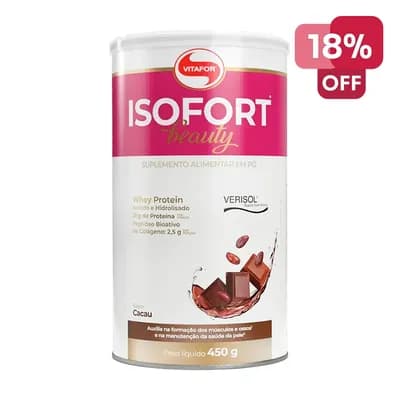 WHEY PROTEIN ISOLADO E HIDROLISADO SABOR CACAU 450G ISOFORT BEAUTY VITAFOR