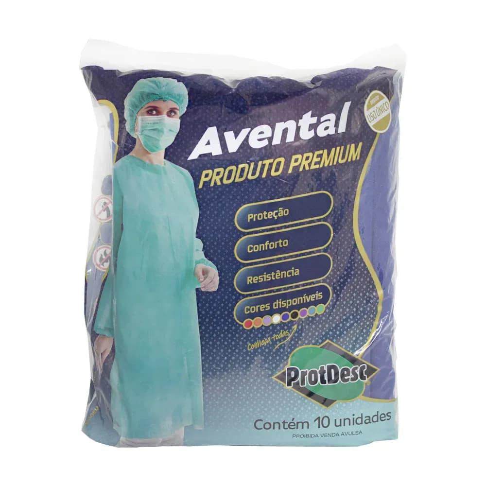 AVENTAL TNT DESCARTÁVEL SEM MANGA AZUL GM40 10UN PROTDESC