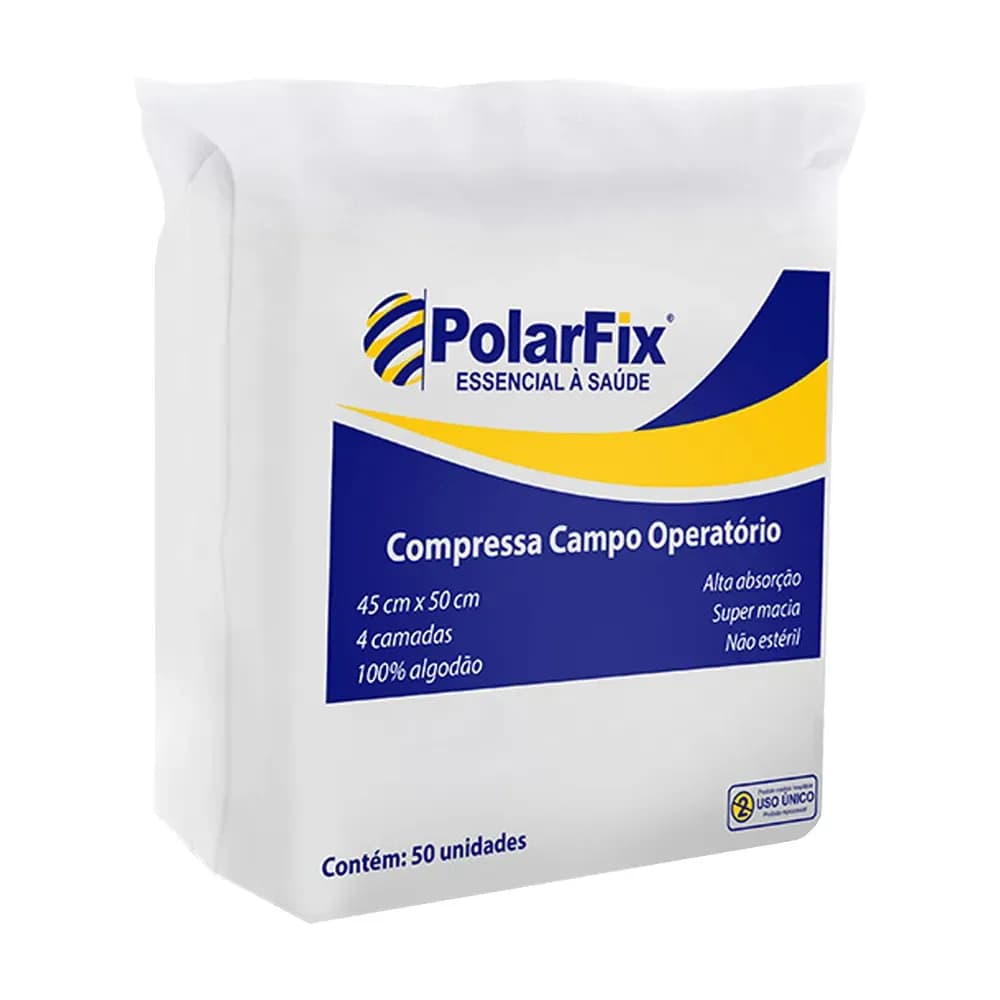 COMPRESSA CAMPO OPERATÓRIO NÃO ESTÉRIL FIO RADIOPACO 45X50CM 50UN POLARFIX