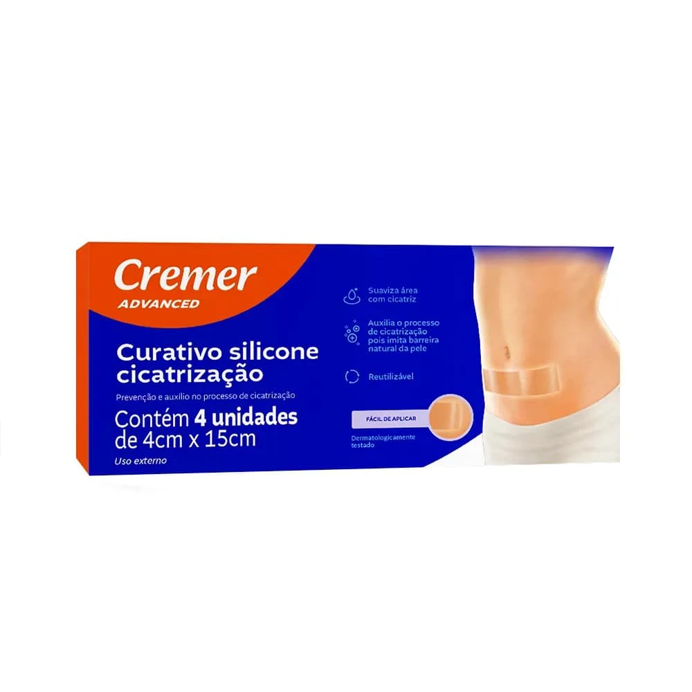 CURATIVO PARA REDUÇÃO DE CICATRIZ 4X15CM 4UN ADVANCED CREMER