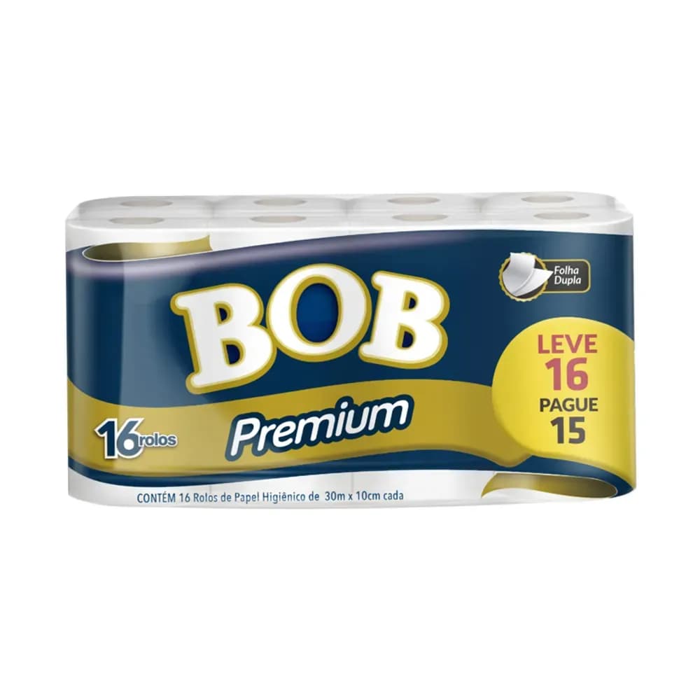 PAPEL HIGIÊNICO FOLHA DUPLA PREMIUM NEUTRO ROLO 30M 16UN BOB
