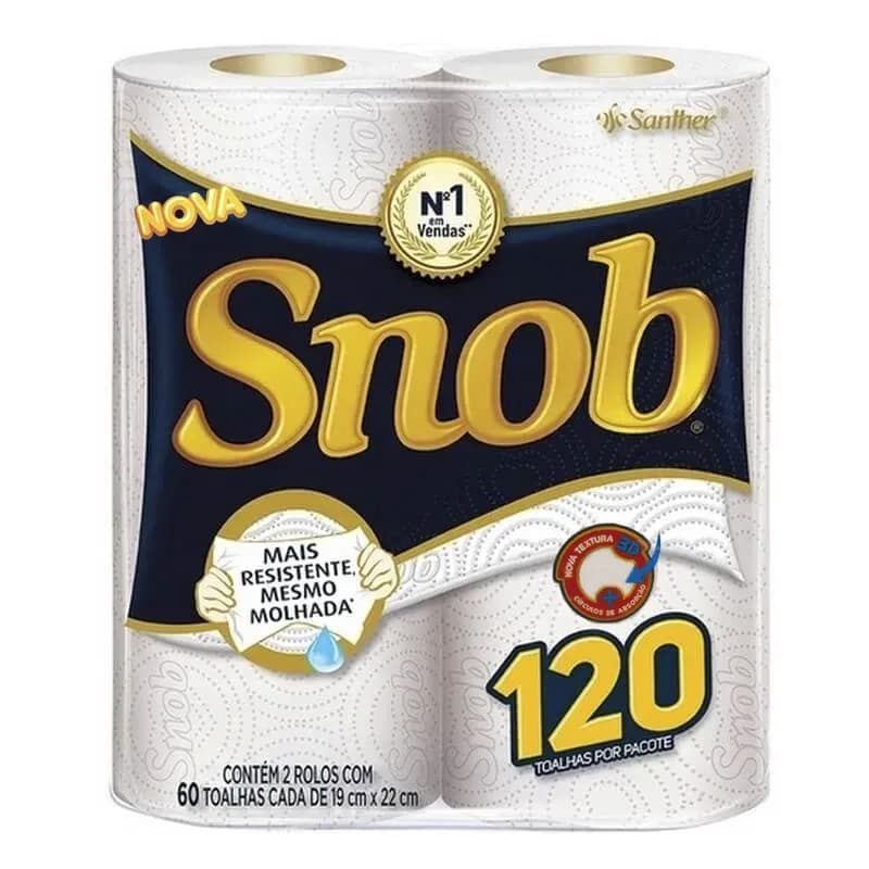 PAPEL TOALHA MULTIUSO 120 TOALHAS NOVA SNOB SANTHER