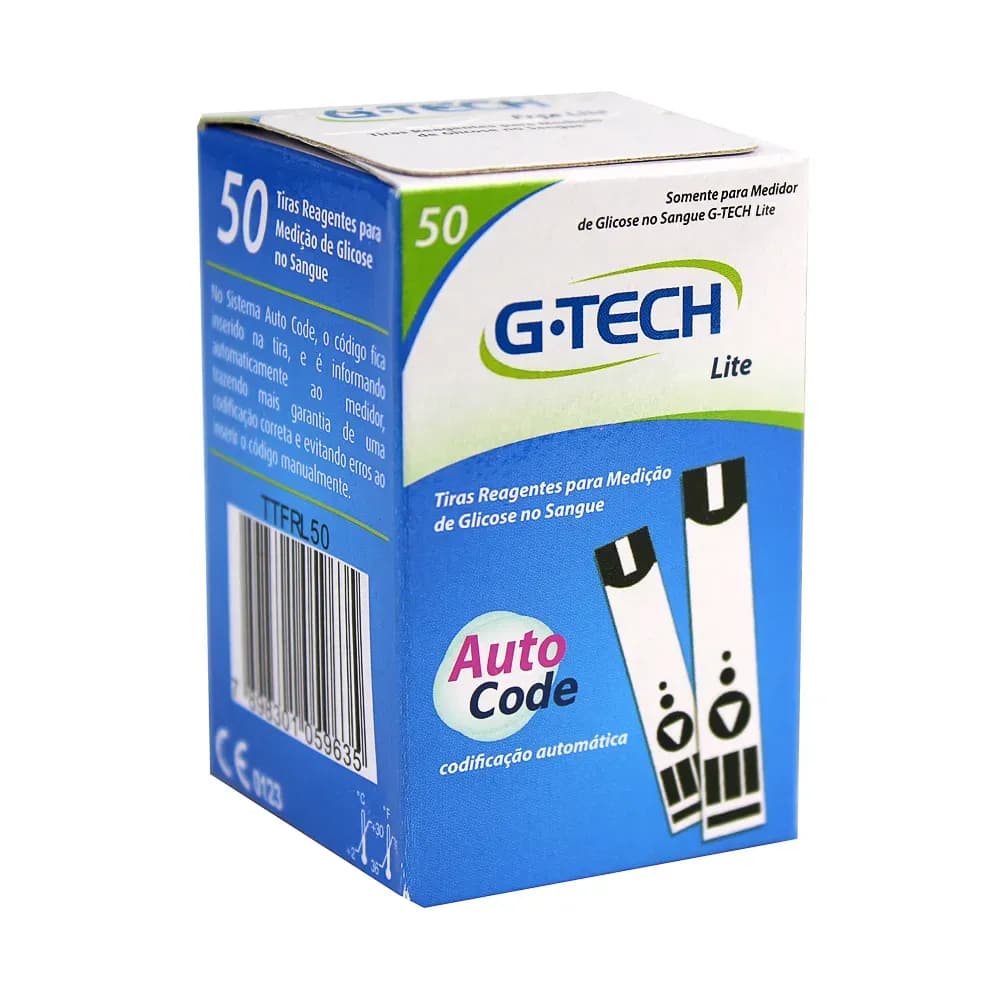 TIRAS REAGENTES MEDIÇÃO GLICOSE 50UN LITE G-TECH
