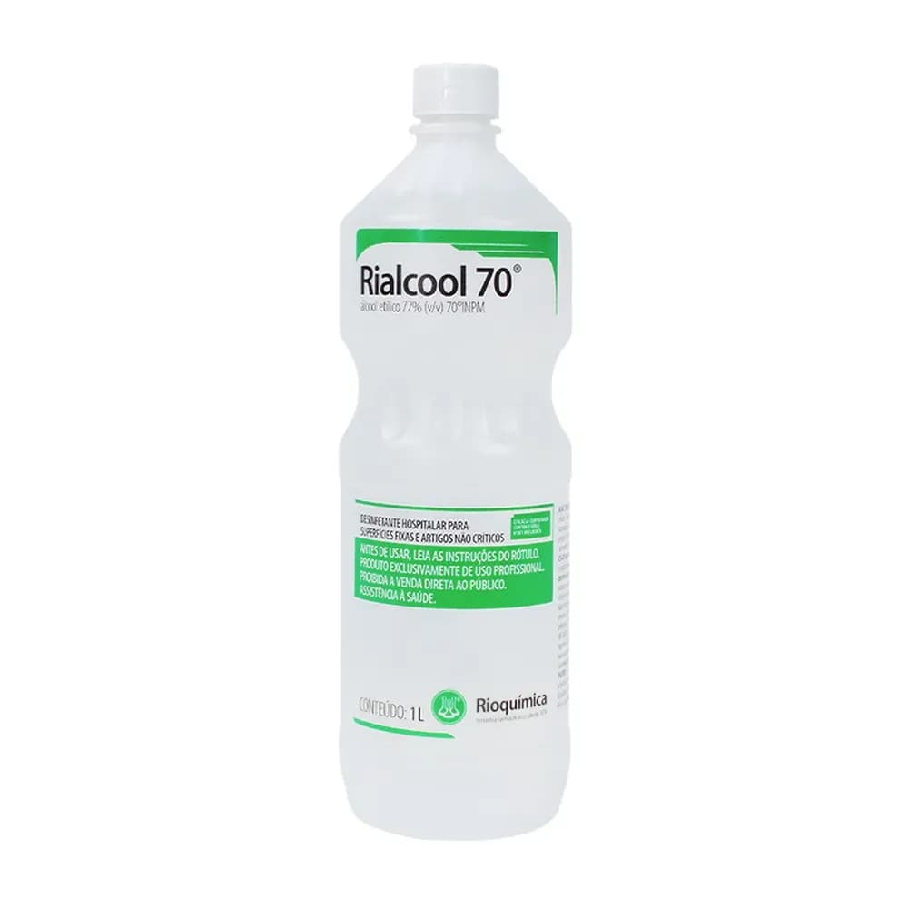 ÁLCOOL ETÍLICO HIDRATADO 70° DESINFETANTE SERIGRAFADO 1L RIALCOOL RIOQUÍMICA