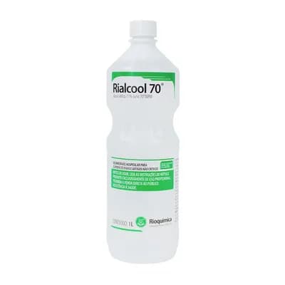 ÁLCOOL ETÍLICO HIDRATADO 70° DESINFETANTE SERIGRAFADO 1L RIALCOOL RIOQUÍMICA