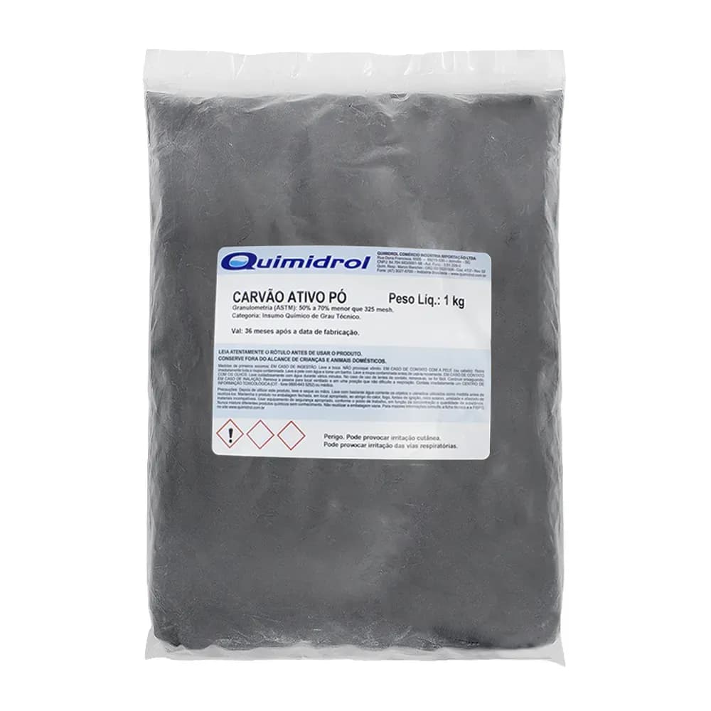 CARVÃO VEGETAL ATIVADO EM PÓ 1KG NATURAL QUIMIDROL
