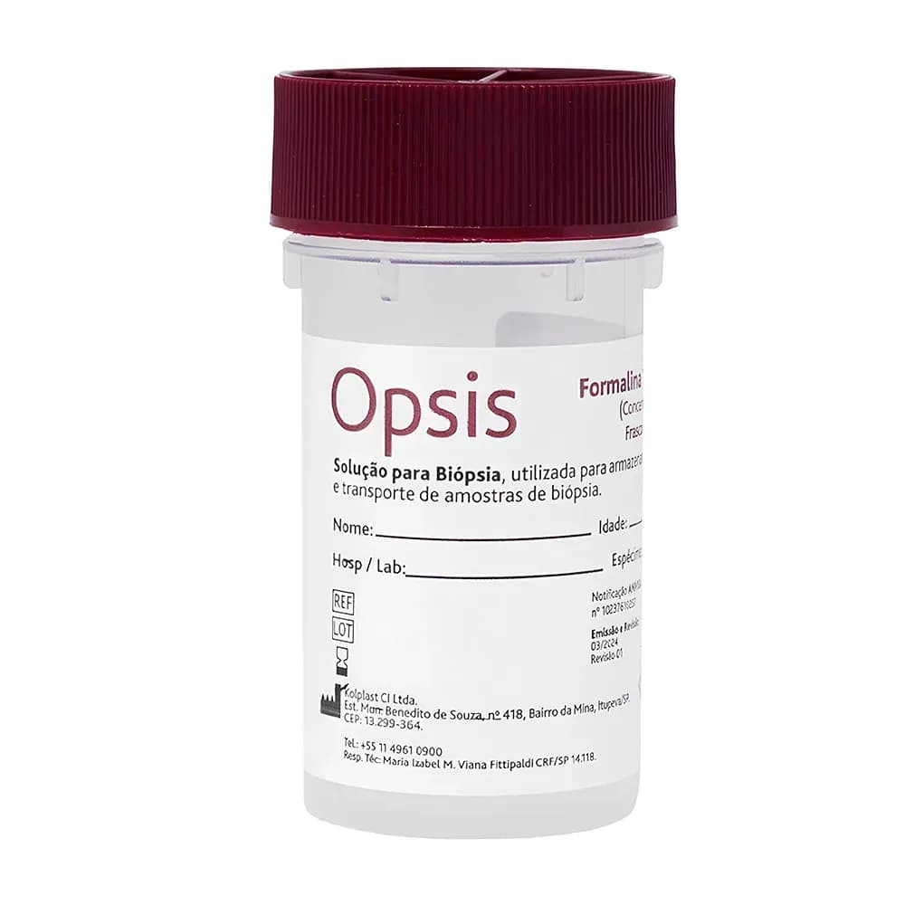 FORMOL SOLUÇÃO PARA BIÓPSIA FORMALINA TAMPONADA 10% 20ML 25UN OPSIS