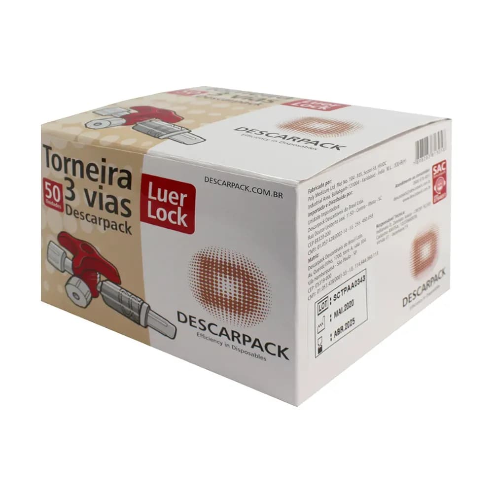 TORNEIRA 3 VIAS LUER-LOCK 50UN DESCARPACK