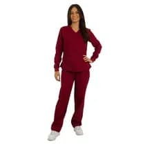 Blusa Scrub Feminina Unik Manga Longa Bordô