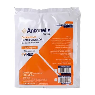 COMPRESSA CAMPO OPERATÓRIO NÃO ESTÉRIL FIO RADIOPACO 23X25CM 50UN AMED