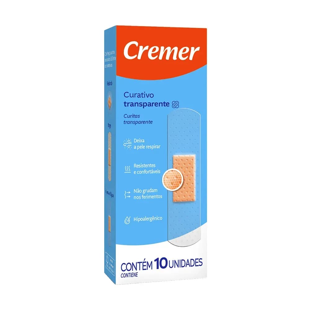 CURATIVO ADESIVO TRANSPARENTE HIPOALERGÊNICO 10UN CREMER
