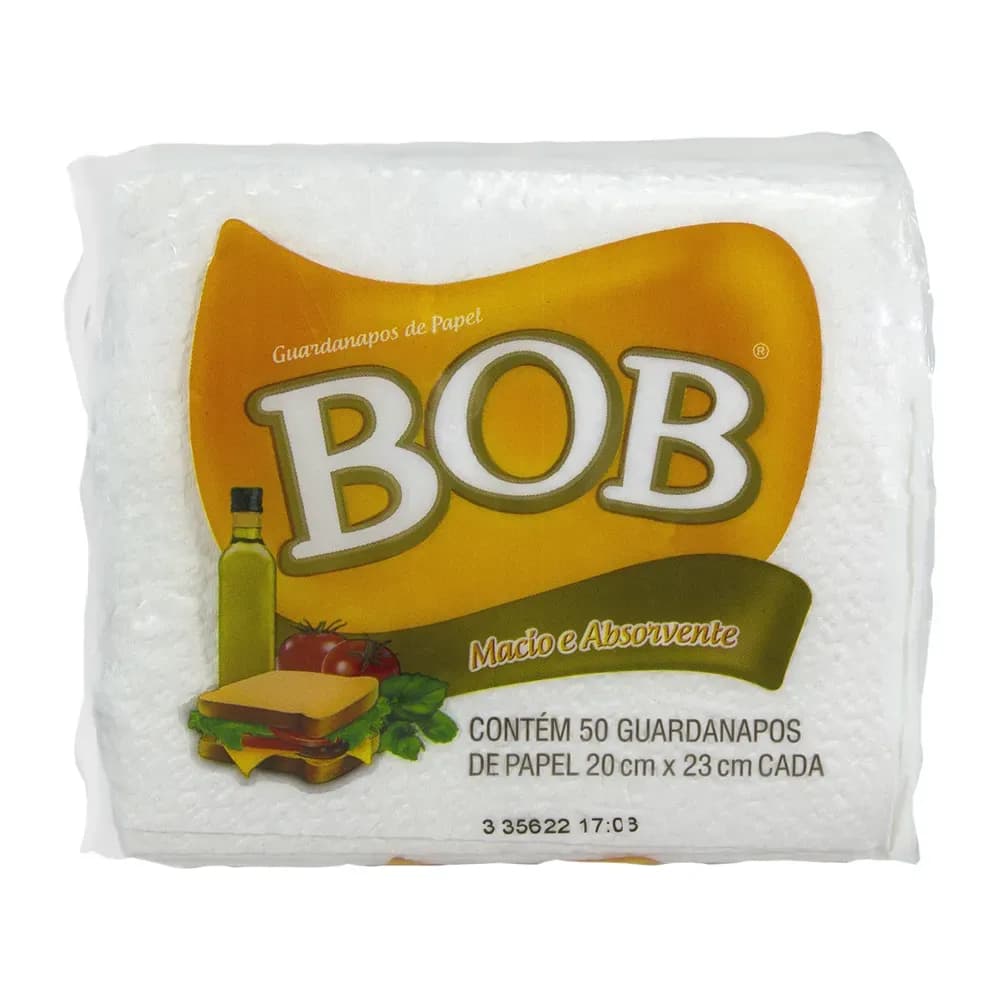 GUARDANAPO FOLHA SIMPLES 20X23CM 50 UNIDADES BOB