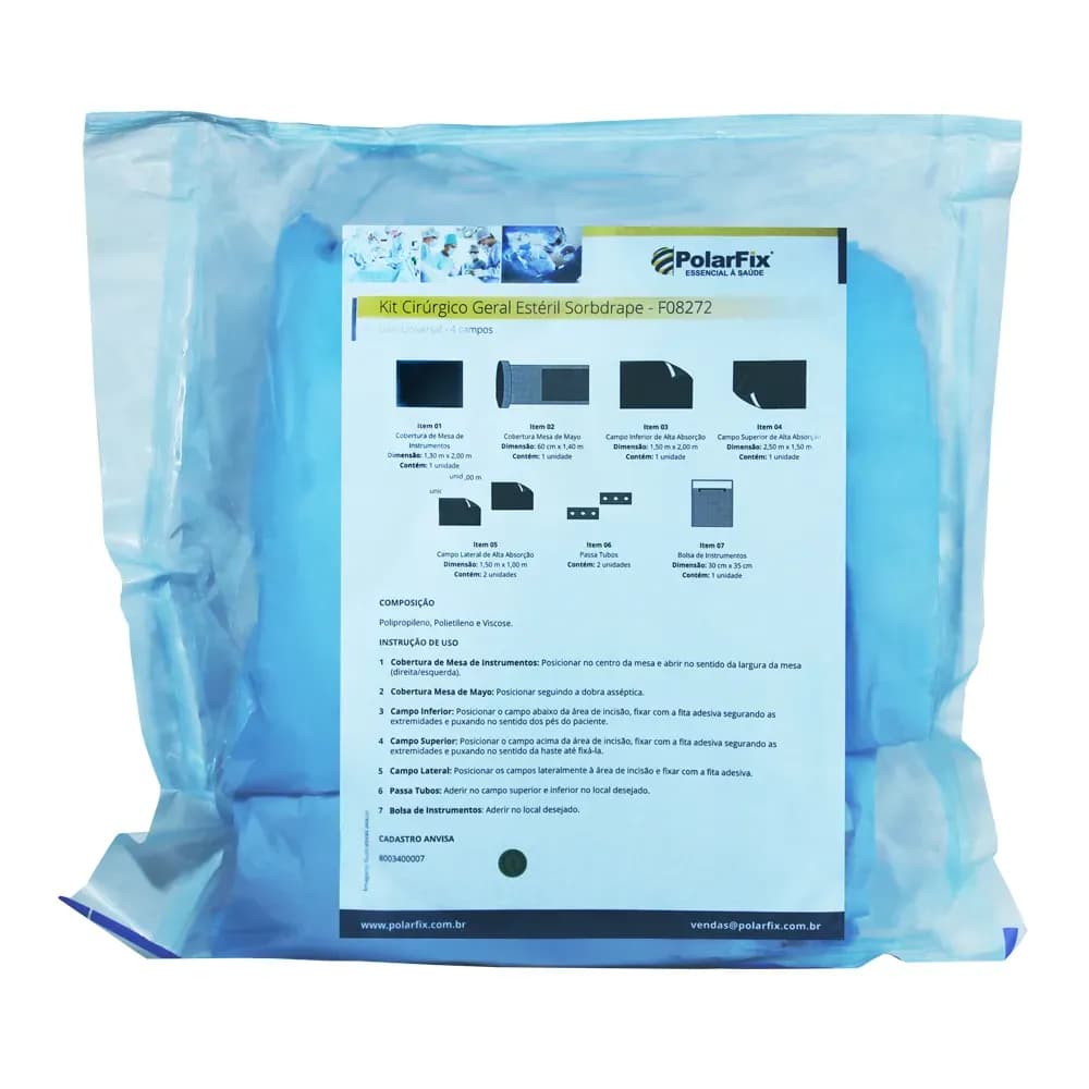 KIT CIRÚRGICO GERAL ESTÉRIL C/ CAMPOMESA SORBDRAPE POLARFIX