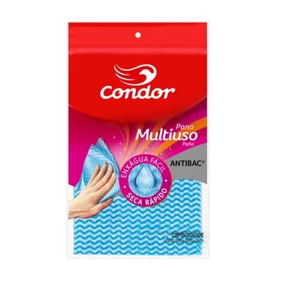 KIT PANO LIMPEZA MULTIÚSO ANTIBACT AZUL 55X33CM 05UN CONDOR