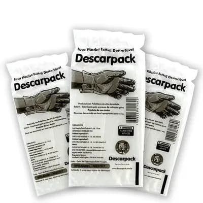 LUVA PLÁSTICA DE TOQUE ESTÉRIL TAMANHO ÚNICO 100UN DESCARPACK