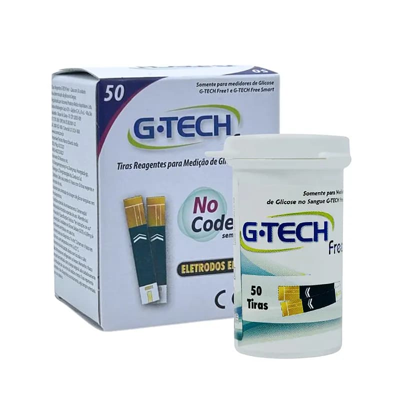 Tiras para Teste de Glicose Free 1 - Caixa com 50 Unidades - G-Tech