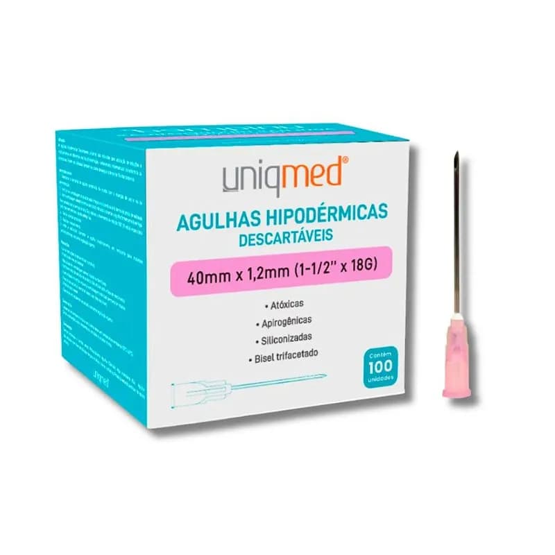 Agulha 40 x 1,20mm (18g x 1 1/2) 100un - Uniqmed