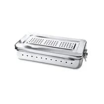 Estojo para Esterilização Inox 28x14x6cm Perfurado com Trava