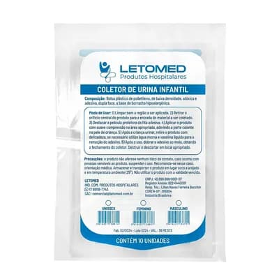 COLETOR DE URINA INFANTIL MASCULINO 100ML 10UN LETOMED
