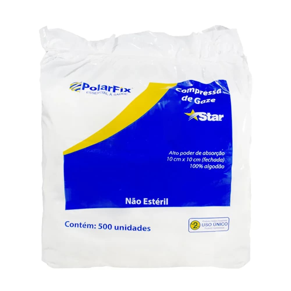 COMPRESSA DE GAZE HIDRÓFILA 10X10CM 13 FIOS 500UN POLARFIX