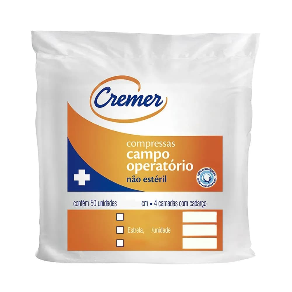 COMPRESSA NÃO ESTÉRIL FIO RADIOPACO ESTRELA 45X50CM 35G 50UN CREMER