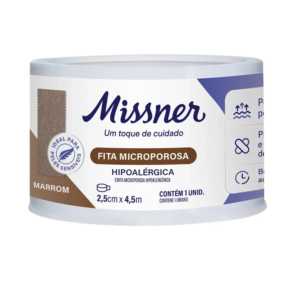 FITA MICROPORE MARROM PELE SENSÍVEL 2,5X4,5M MISSNER