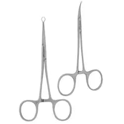 Kit Vasectomia. Pinça de Apreensão do Deferente (Ponta Cruzada) + Pinça Mosquito Lisa 12 cm