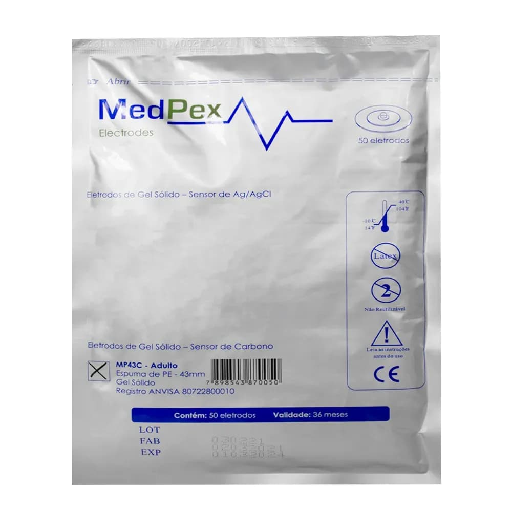ELETRODO GEL SÓLIDO SENSOR DE AG/AGCI MP43C C/50UN MEDPEX
