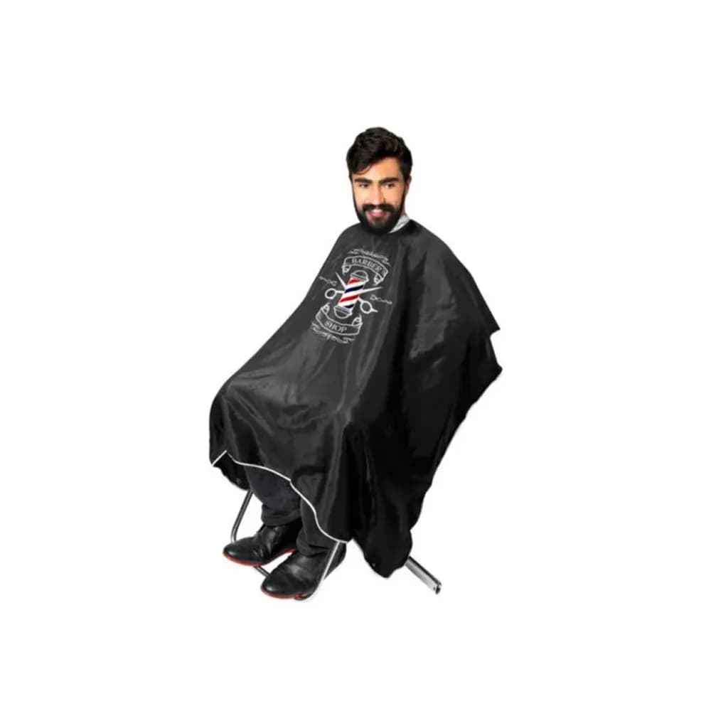 CAPA PARA CORTE DE CABELO ESTAMPADA CETIM PRETO SANTA CLARA