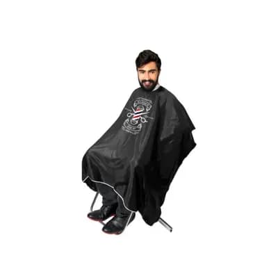 CAPA PARA CORTE DE CABELO ESTAMPADA CETIM PRETO SANTA CLARA