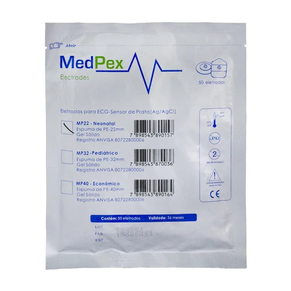 ELETRODO ECG SENSOR DE PRATA AG/AGCI NEONATAL C/50 UN MEDPEX