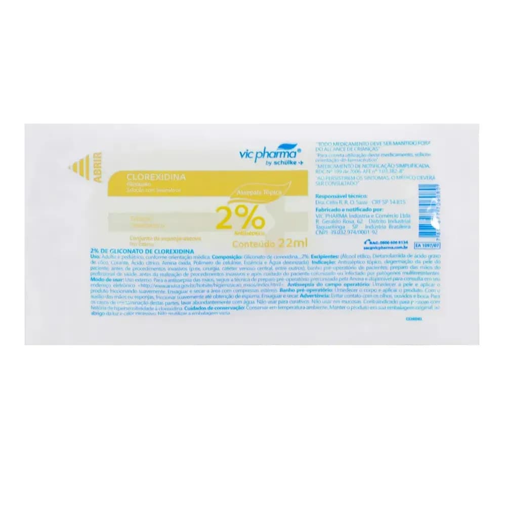ESCOVA EMBEBECIDA CLOREXIDINA 2% 22ML VIC PHARMA