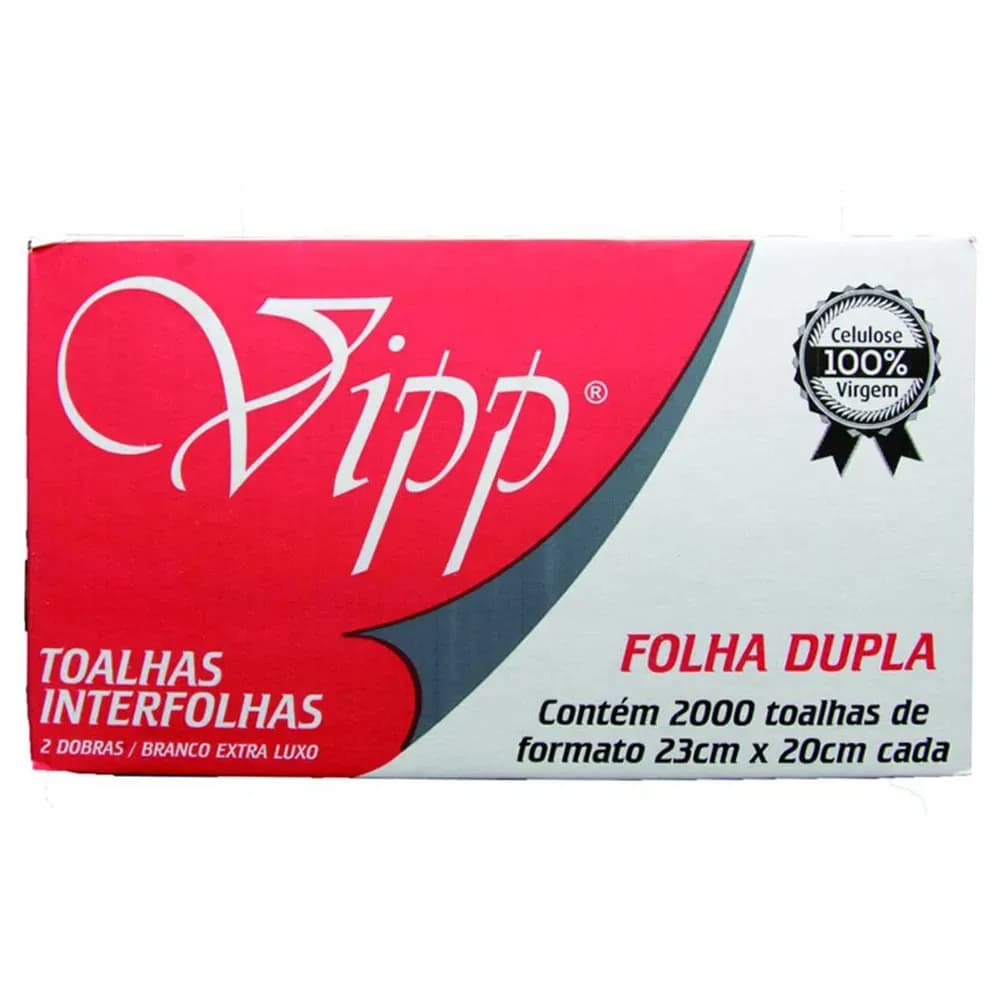 TOALHA INTERFOLHA FOLHA DUPLA TAM 23X20CM C/2000UN VIPP