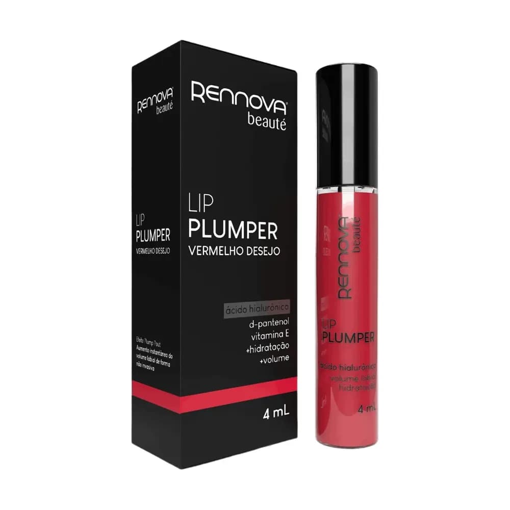 LIP GLOSS PLUMPER VOLUMIZADOR LABIAL VERMELHO 4ML RENNOVA