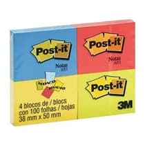 Bloco de Recados Post It - 4 Cores - Solventum