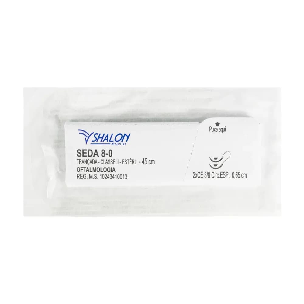 FIO SUTURA SEDA OFTALMOLOGIA 8-0 45CM AG 2X3/8 0.65CM SHALON