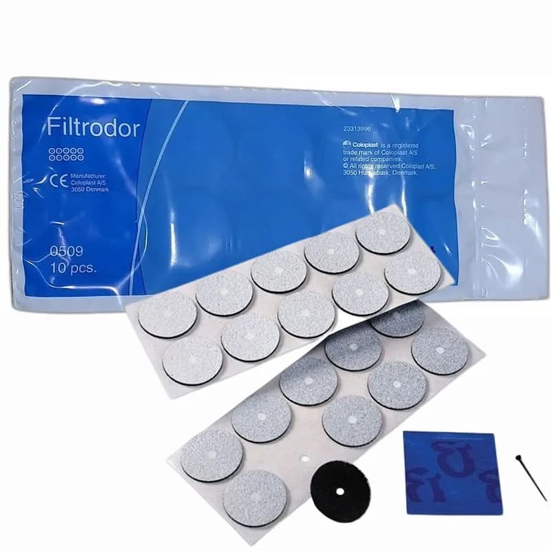 Filtro de Carvão Filtrodor para Bolsa de Colostomia Coloplast - 10 Unidades