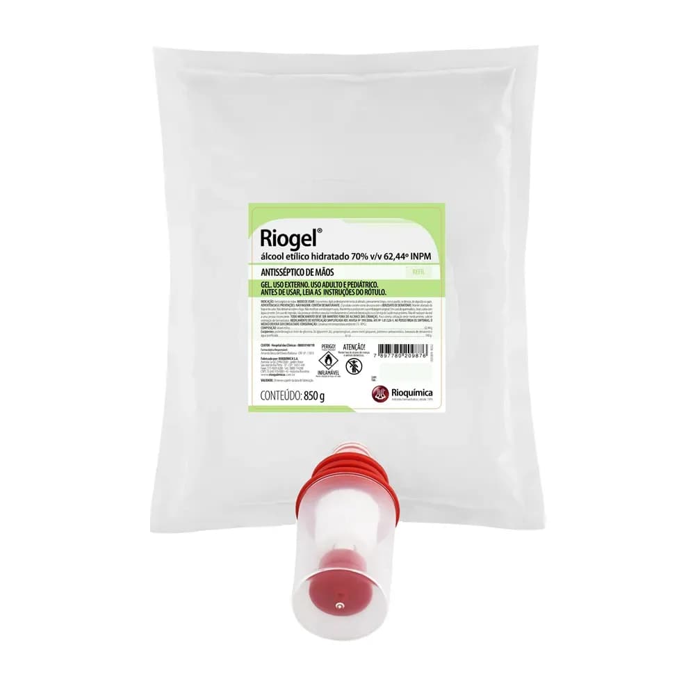 ÁLCOOL GEL 70% ANTISSÉPTICO HIDRATADO 1L RIOGEL RIOQUÍMICA