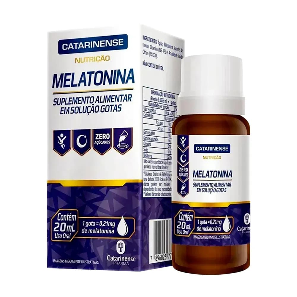 MELATONINA EM GOTAS SUPLEMENTO ALIMENTAR SABOR MARACUJÁ 20ML CATARINENSE