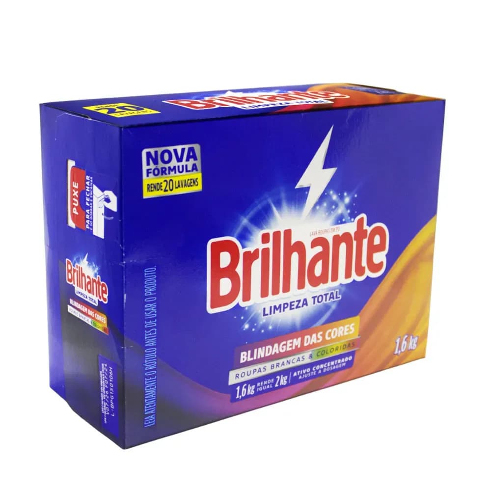 SABÃO EM PÓ LAVA ROUPAS BRANCAS E COLORIDAS 1,6KG BRILHANTE