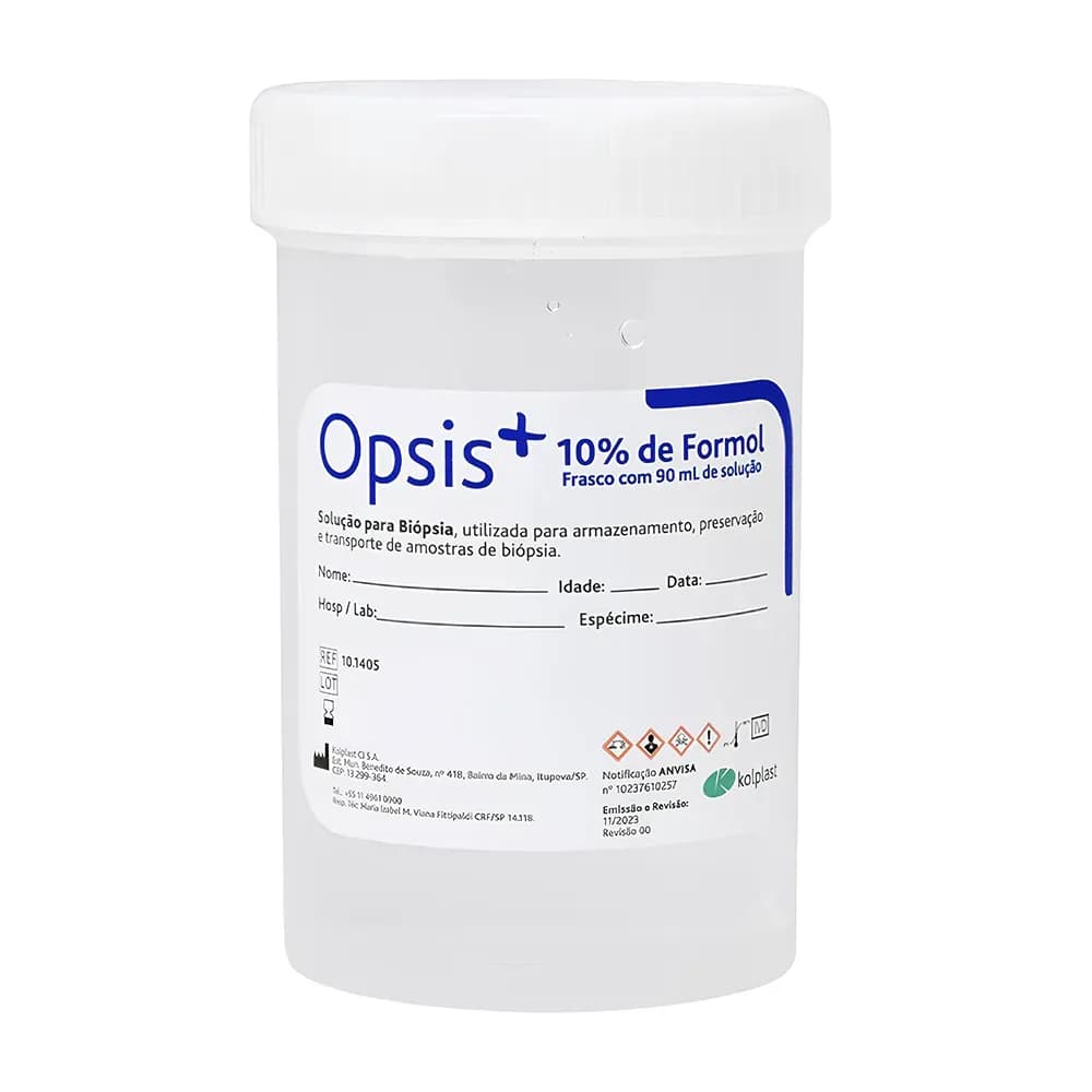 FORMOL SOLUÇÃO PARA BIÓPSIA FORMALINA TAMPONADA 10% 90ML OPSIS