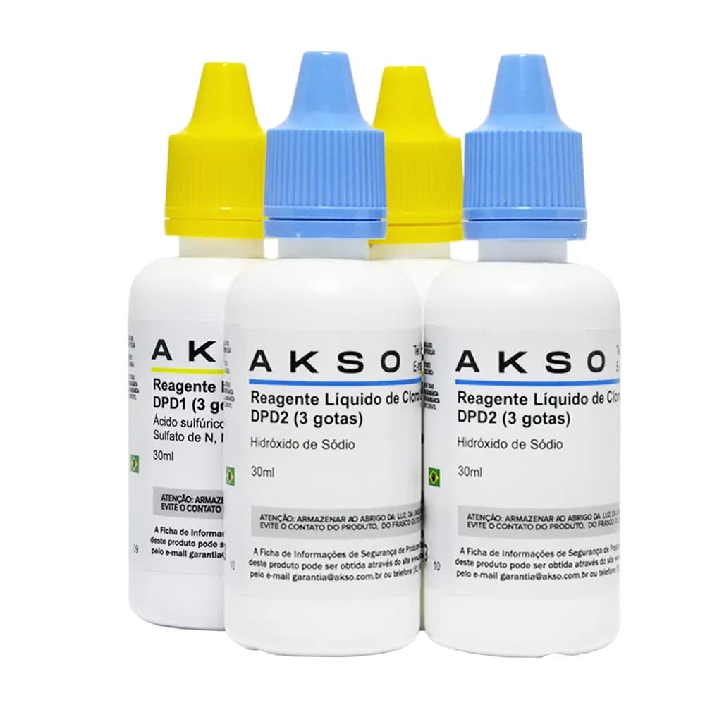 KIT REAGENTE LÍQUIDO DE CLORO LIVRE DPD1/DPD2 30ML 4UN AKSO