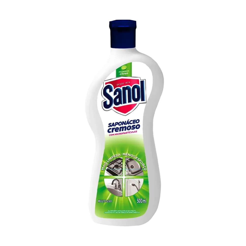 LIMPADOR INOX MULTIÚSO SAPONÁCEO CREMOSO CITRUS 500ML SANOL