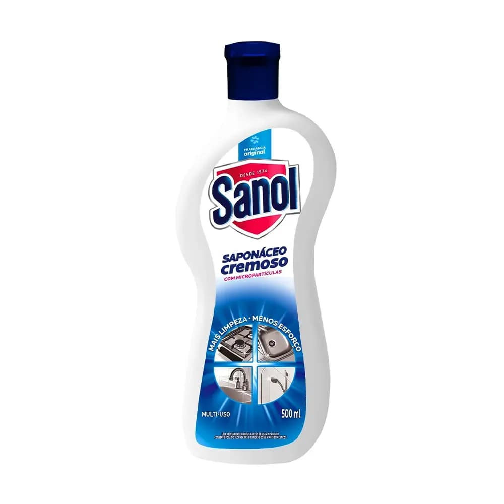 LIMPA INOX MULTIÚSO SAPONÁCEO CREMOSO ORIGINAL 500ML SANOL