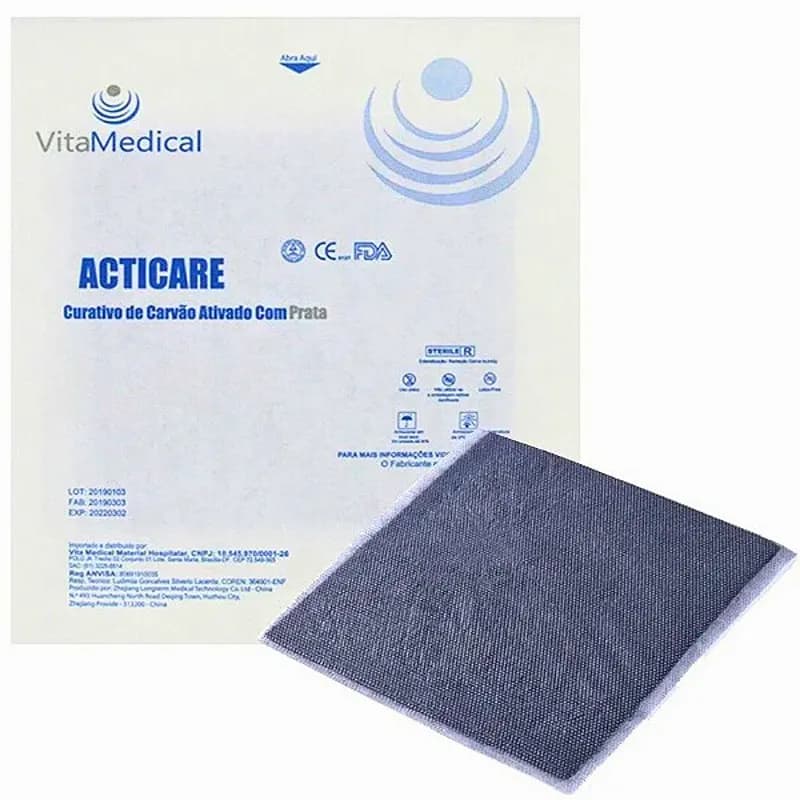 Acticare Ag Carvao Ativado Com Prata 10,5cm x 19,5cm - Vitamedical